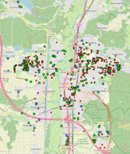 Figure 1: Map of sensor and tree positions.